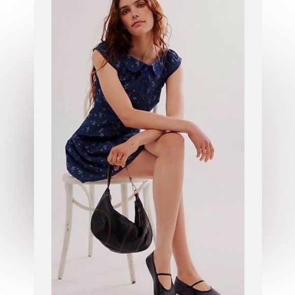 NWT Free People x REVOLVE Beasley Mini Dress in Navy Combo - Picture 6 of 16